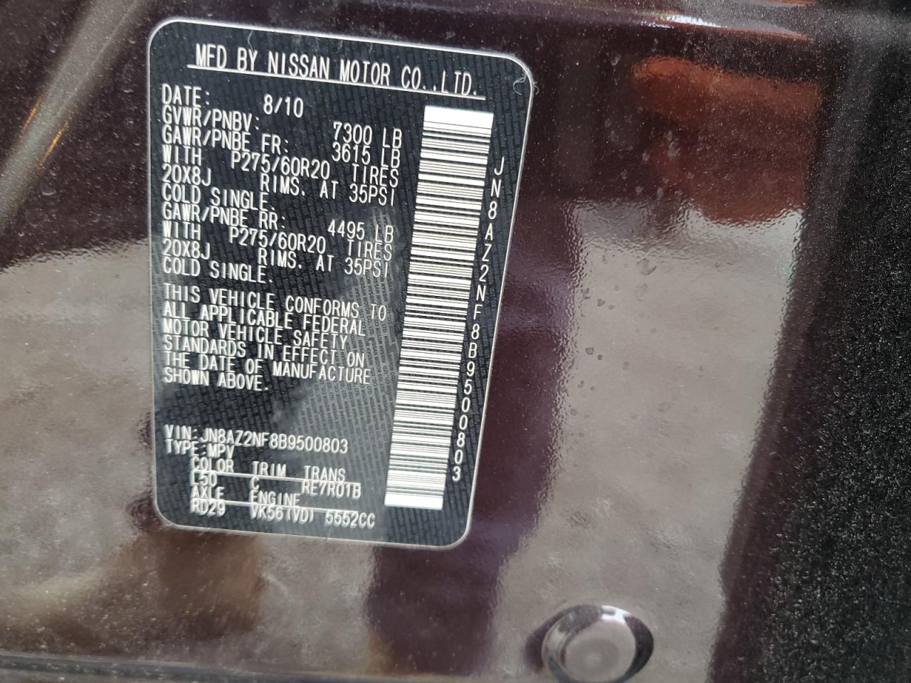 JN8AZ2NF8B9500803 2011 Infiniti Qx56