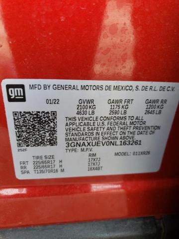 2022 Chevrolet Equinox Lt VIN: 3GNAXUEV0NL163261 Lot: 55527354