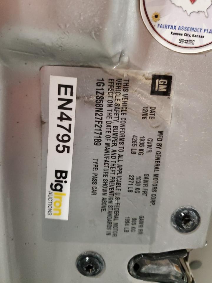 1G1ZS58N27F217189 2007 Chevrolet Malibu Ls