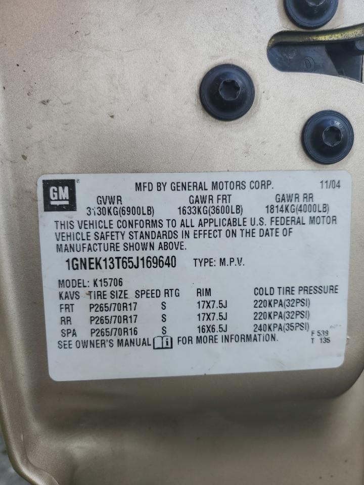 1GNEK13T65J169640 2005 Chevrolet Tahoe K1500