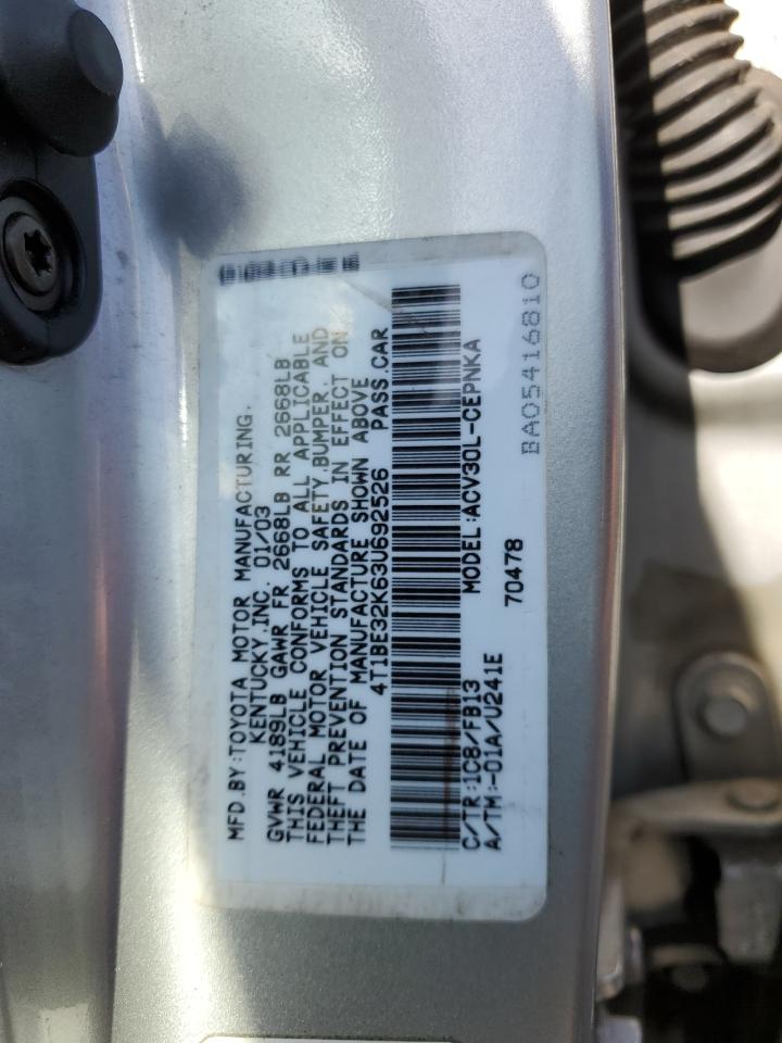 4T1BE32K63U692526 2003 Toyota Camry Le