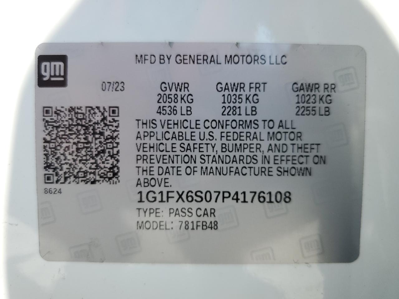 1G1FX6S07P4176108 2023 Chevrolet Bolt Ev 2Lt