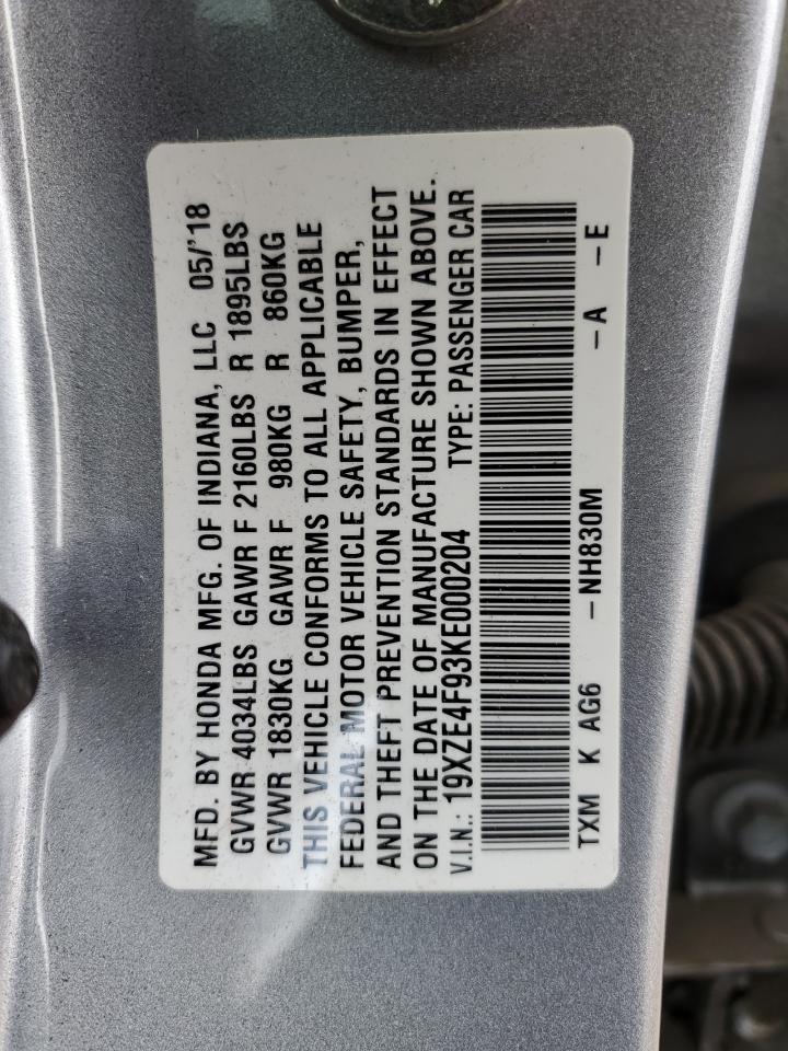 19XZE4F93KE000204 2019 Honda Insight Touring