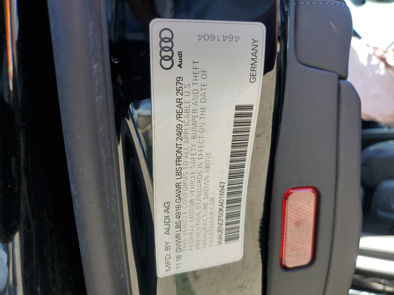 WAUENCF50KA016947 2019 Audi A5 Premium Plus S-Line