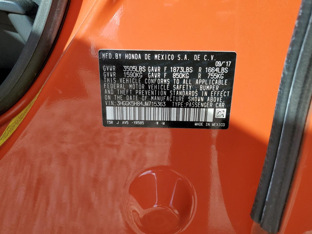 3HGGK5H84JM715363 2018 Honda Fit Ex