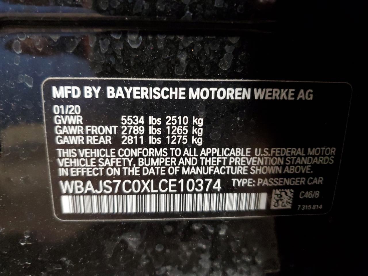 WBAJS7C0XLCE10374 2020 BMW M550Xi