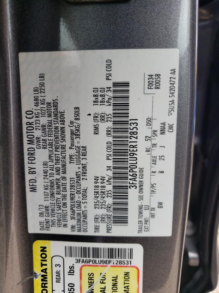 3FA6P0LU9ER128531 2014 Ford Fusion Se Hybrid