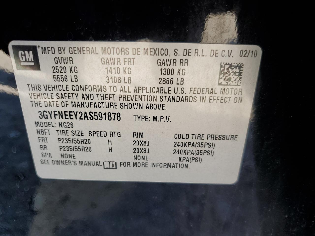 3GYFNEEY2AS591878 2010 Cadillac Srx Performance Collection