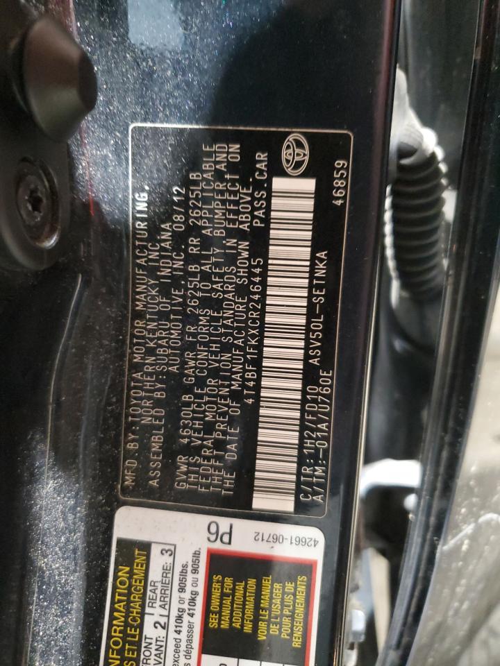 4T4BF1FKXCR246445 2012 Toyota Camry Base