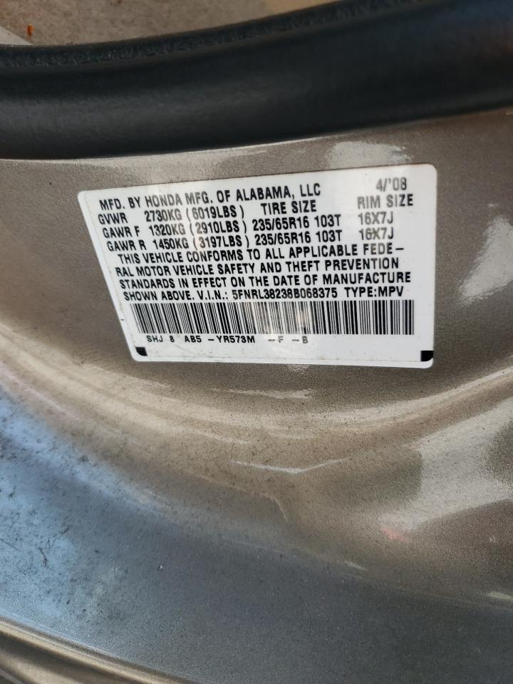 5FNRL38238B068375 2008 Honda Odyssey Lx