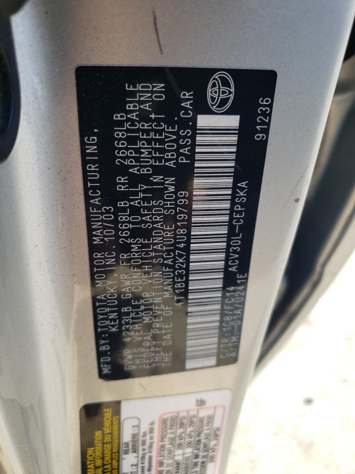 4T1BE32K74U819799 2004 Toyota Camry Le