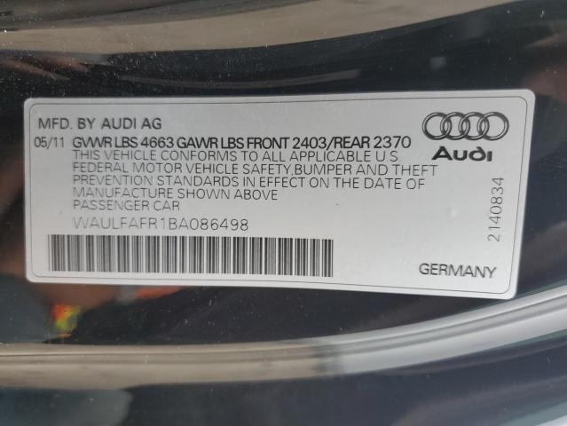 2011 Audi A5 Premium Plus VIN: WAULFAFR1BA086498 Lot: 54072864