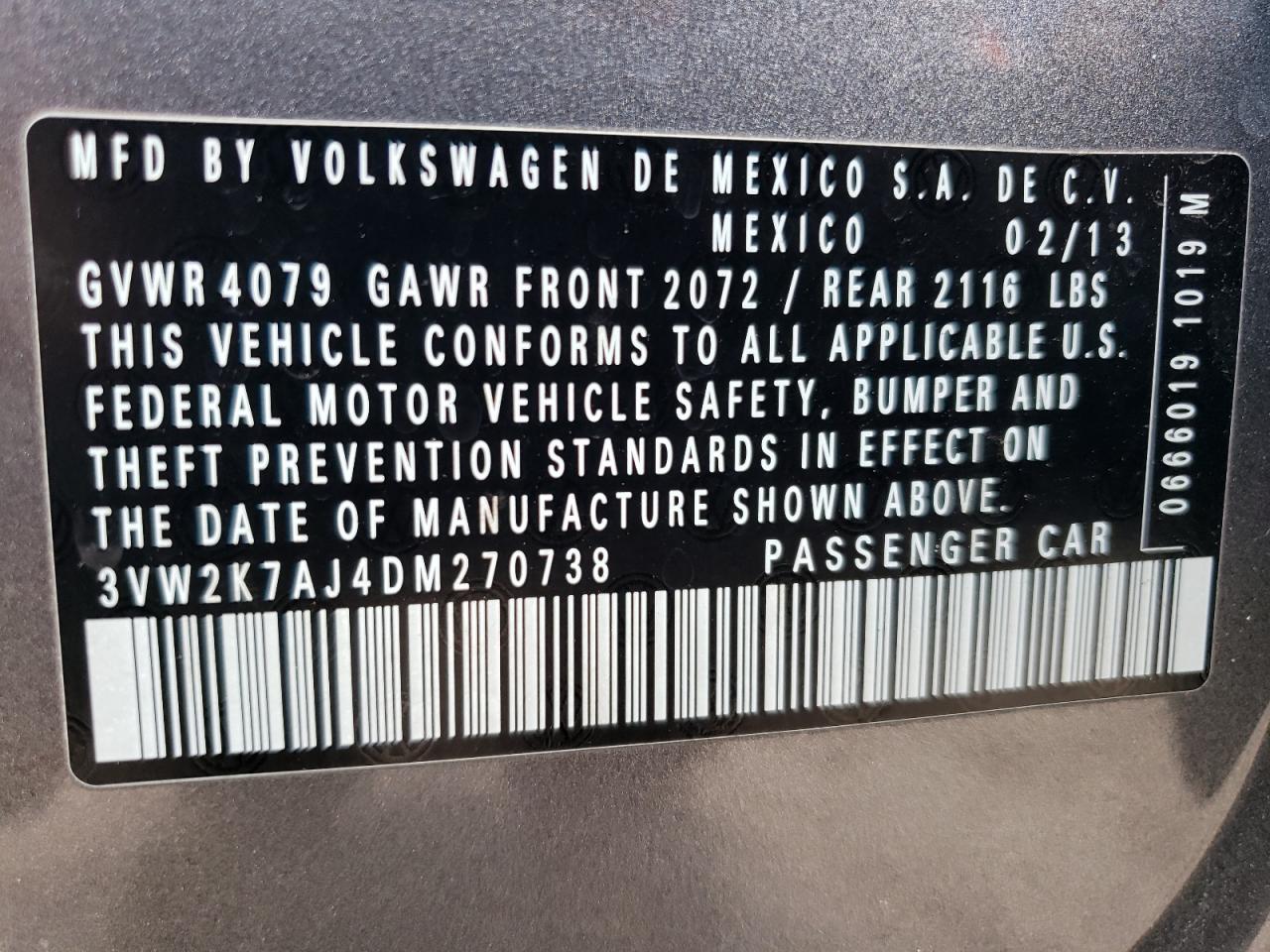 3VW2K7AJ4DM270738 2013 Volkswagen Jetta Base