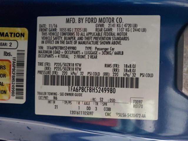 2017 Ford Mustang Gt VIN: 1FA6P8CF8H5249980 Lot: 53358564