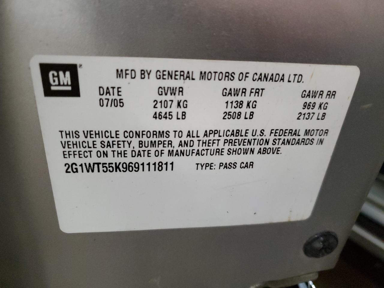 2G1WT55K969111811 2006 Chevrolet Impala Lt