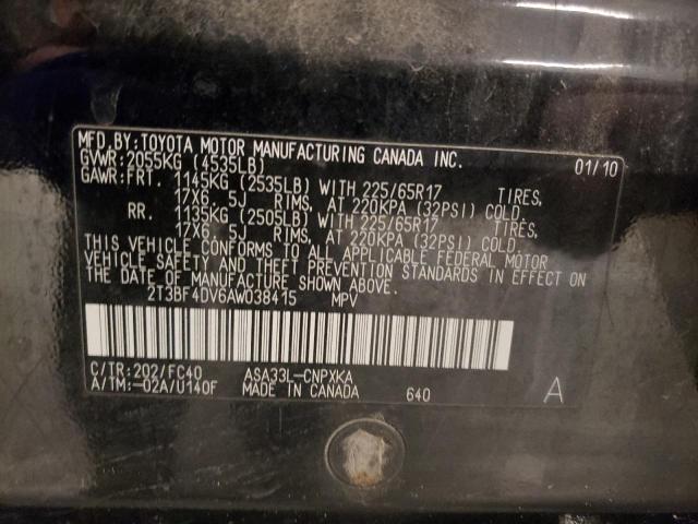 2010 Toyota Rav4 VIN: 2T3BF4DV6AW038415 Lot: 53948594