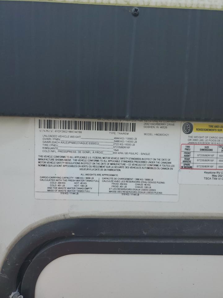 4YDF28021MA744188 KEYSTONE MONTANA 2021