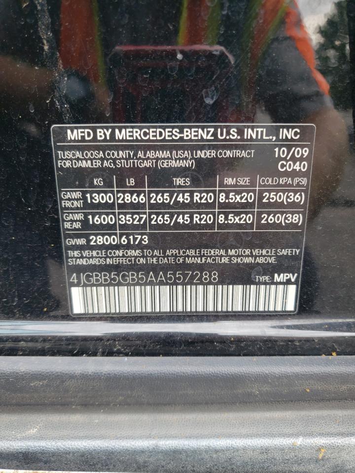 4JGBB5GB5AA557288 2010 Mercedes-Benz Ml 350