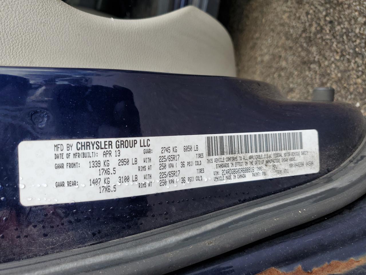 2C4RDGBG0DR688916 2013 Dodge Grand Caravan Se