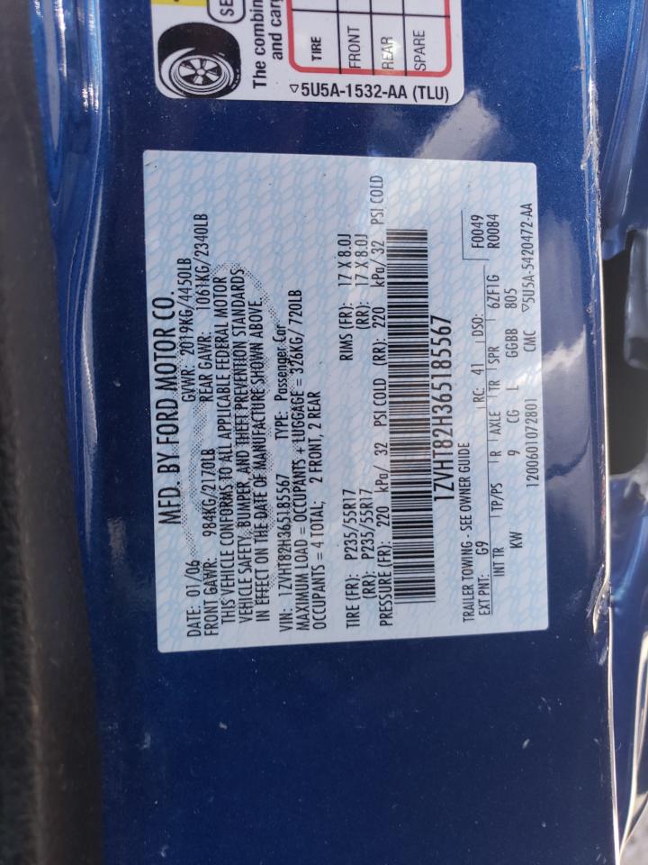 1ZVHT82H365185567 2006 Ford Mustang Gt