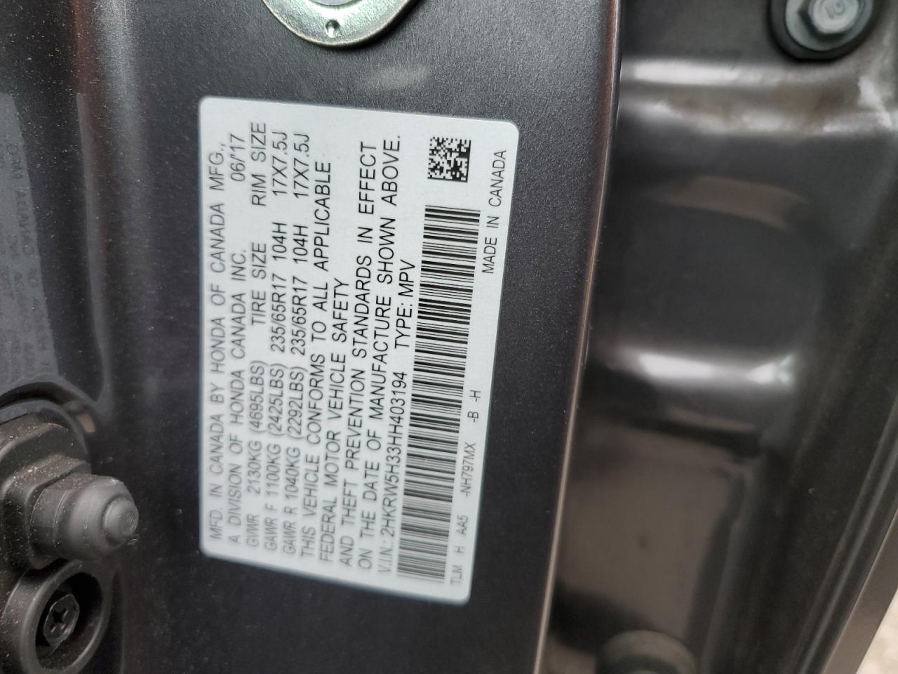 2HKRW5H33HH403194 2017 Honda Cr-V Lx