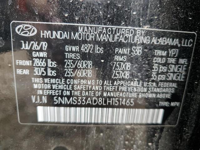 2020 Hyundai Santa Fe Sel VIN: 5NMS33AD8LH151465 Lot: 55494154