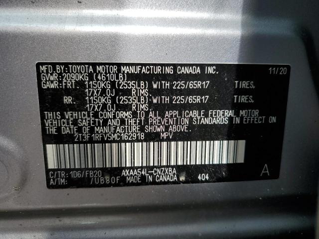 2021 Toyota Rav4 Le VIN: 2T3F1RFV5MC162918 Lot: 53781554