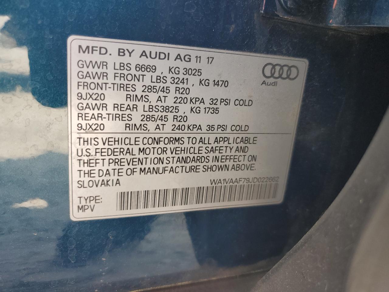 WA1VAAF79JD022662 2018 Audi Q7 Prestige