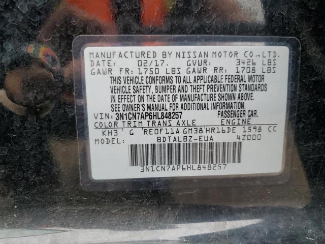 2017 Nissan Versa S VIN: 3N1CN7AP6HL848257 Lot: 53232404