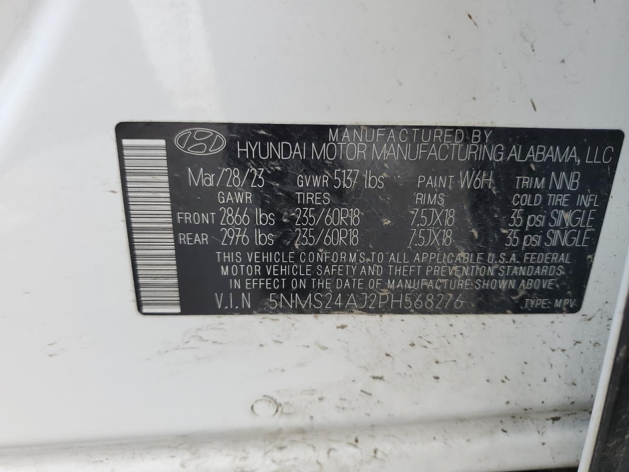 5NMS24AJ2PH568276 2023 Hyundai Santa Fe Sel