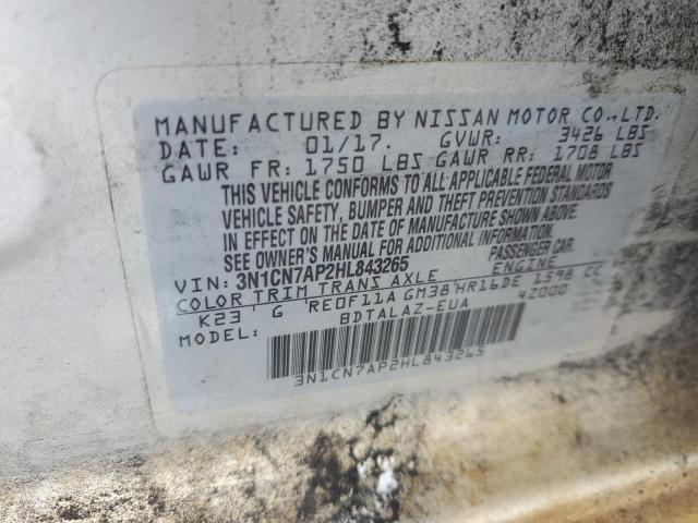 2017 Nissan Versa S VIN: 3N1CN7AP2HL843265 Lot: 56266134