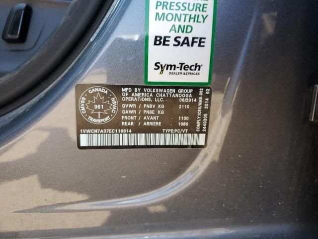 2014 Volkswagen Passat Sel VIN: 1VWCN7A37EC116914 Lot: 54918844