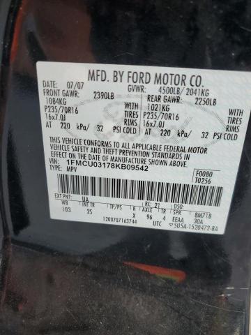 2008 Ford Escape Xlt VIN: 1FMCU03178KB09542 Lot: 53763584