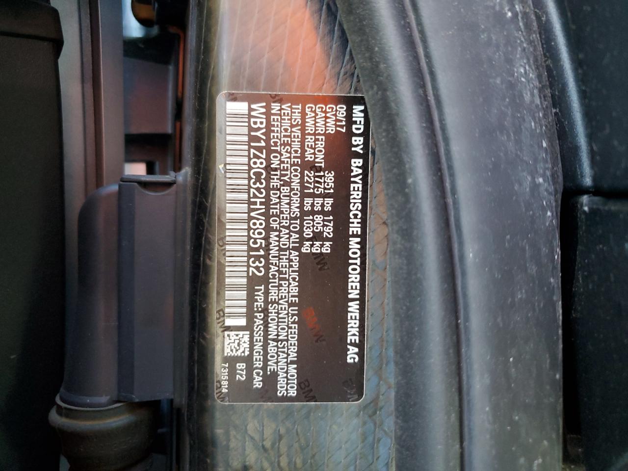 WBY1Z8C32HV895132 2017 BMW I3 Rex