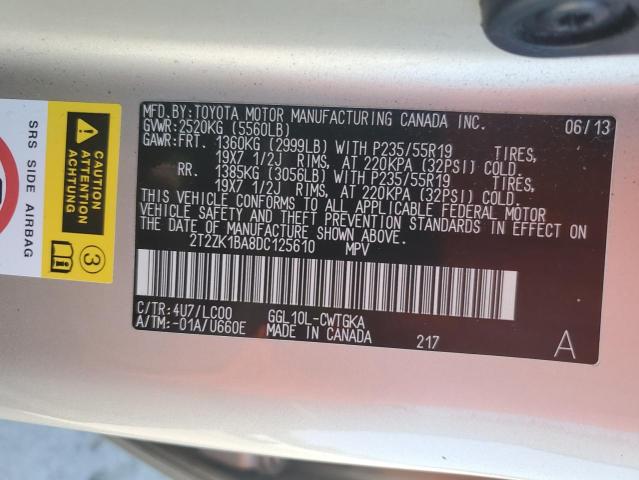 2013 Lexus Rx 350 VIN: 2T2ZK1BA8DC125610 Lot: 56321414