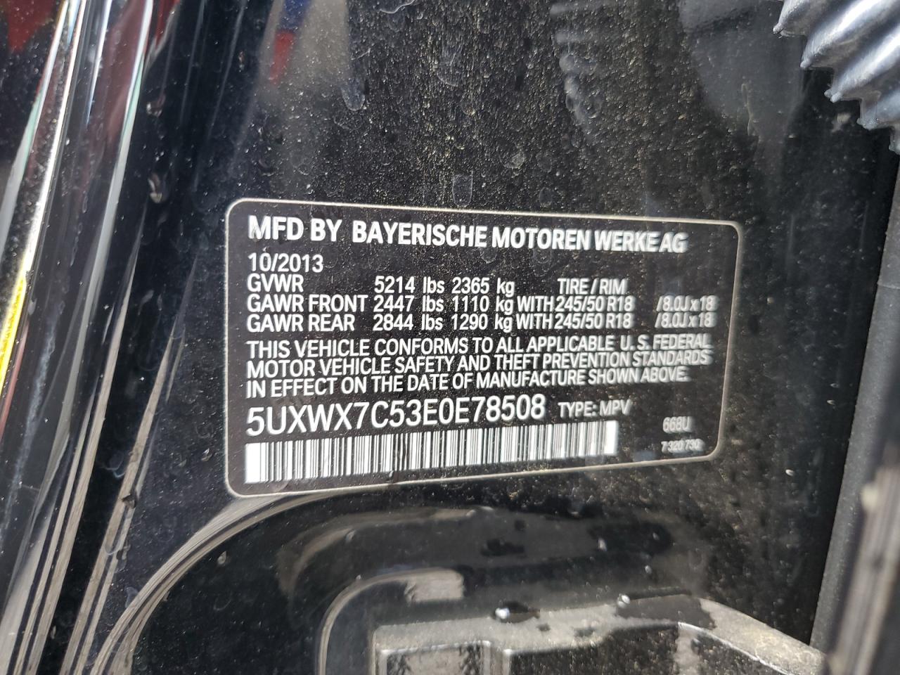 5UXWX7C53E0E78508 2014 BMW X3 xDrive35I