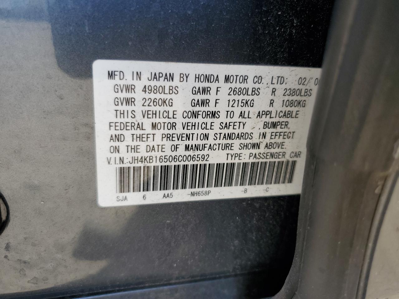 jh4kb16506c006592 JH4KB16506C006592 2006 Acura Rl