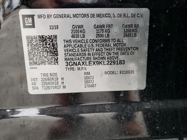 2019 Chevrolet Equinox Lt VIN: 3GNAXLEX9KL229183 Lot: 56601944