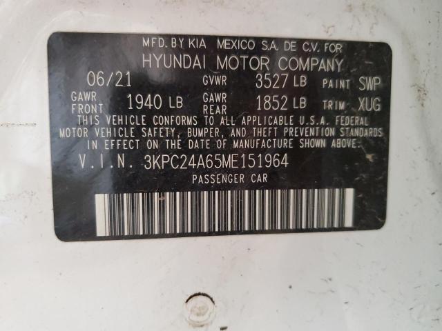 2021 Hyundai Accent Se VIN: 3KPC24A65ME151964 Lot: 56130764