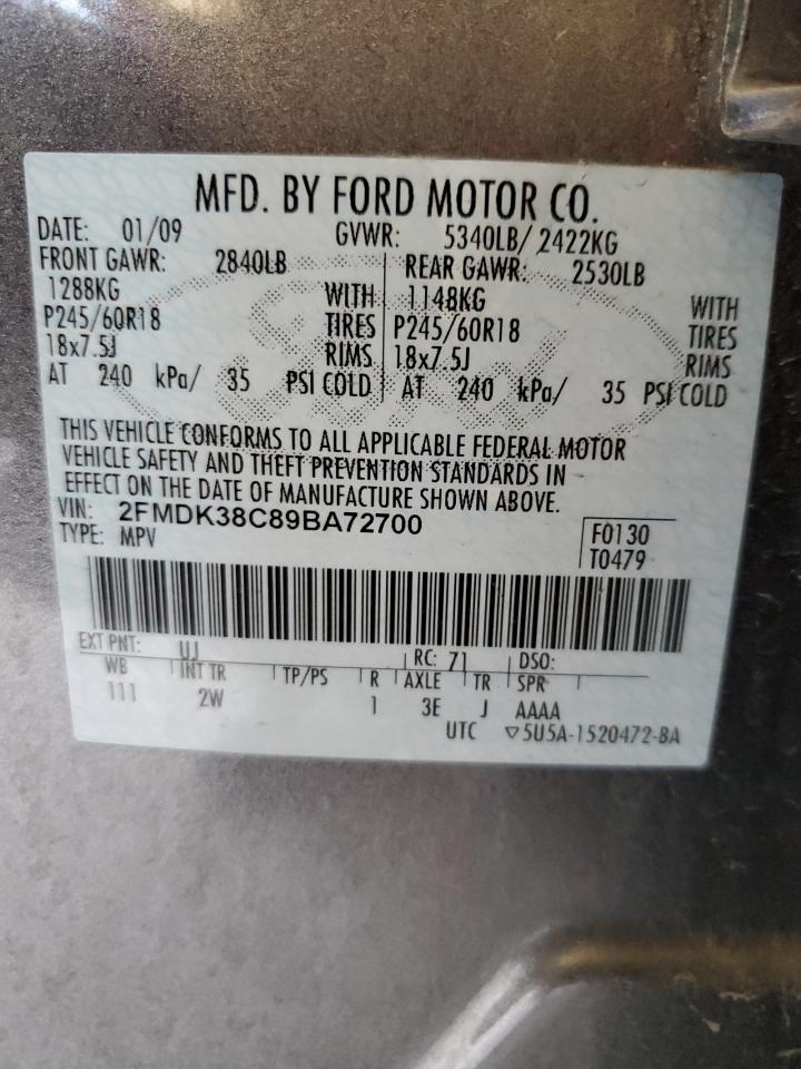 2FMDK38C89BA72700 2009 Ford Edge Sel