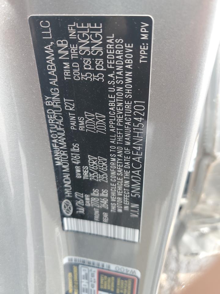 5NMJACAE4NH154201 2022 Hyundai Tucson Se