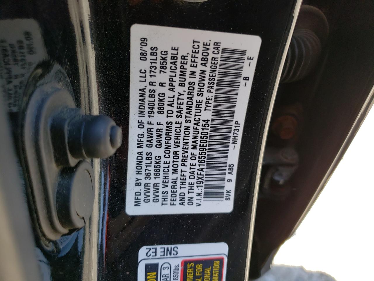 19XFA16559E050154 2009 Honda Civic Lx