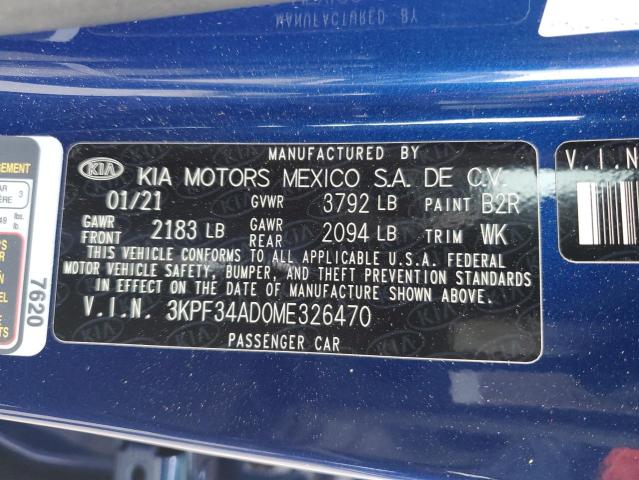 2021 Kia Forte Gt Line VIN: 3KPF34AD0ME326470 Lot: 55390294