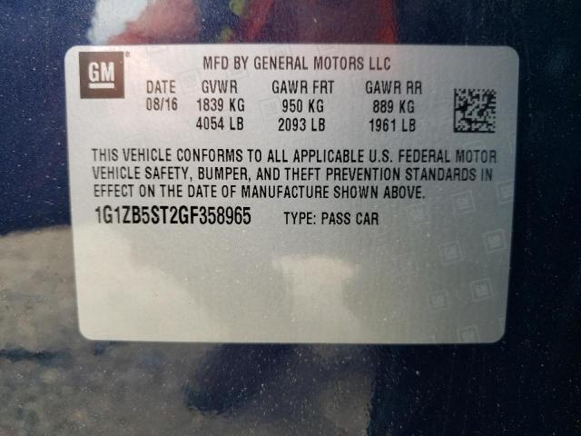 2016 Chevrolet Malibu Ls VIN: 1G1ZB5ST2GF358965 Lot: 56003644