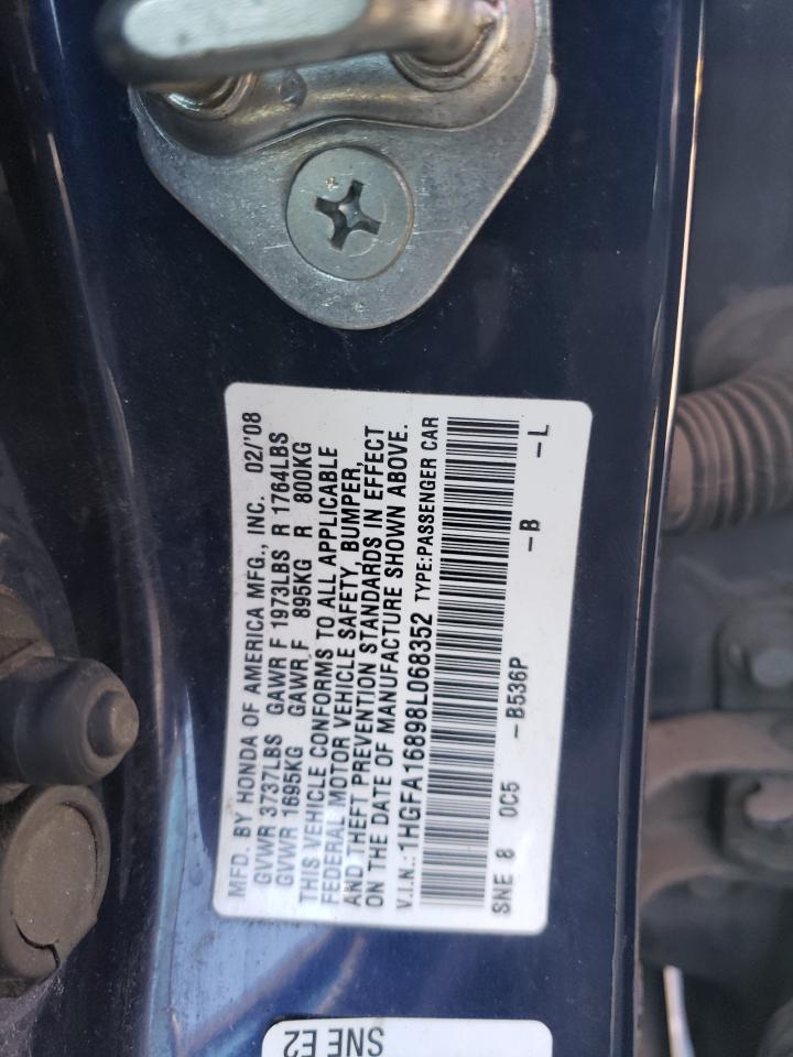 1HGFA16898L068352 2008 Honda Civic Ex