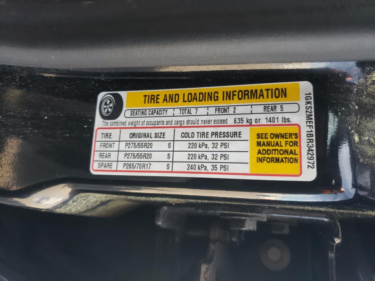 1GKS2MEF1BR342972 2011 GMC Yukon Xl Denali