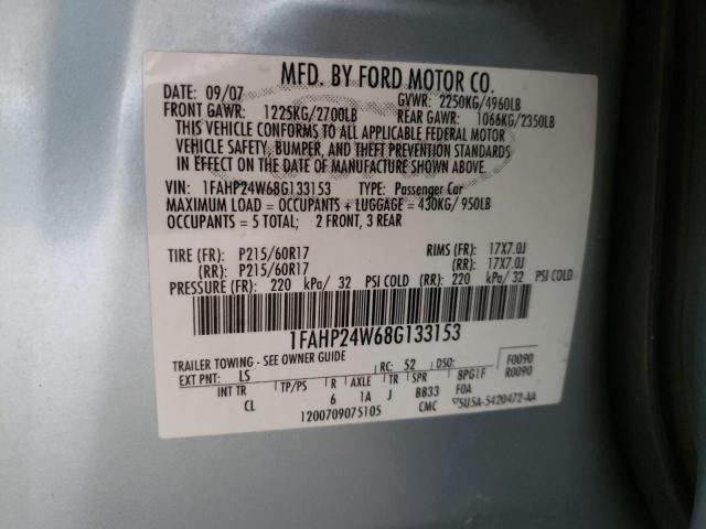 2008 Ford Taurus Sel VIN: 1FAHP24W68G133153 Lot: 56957294