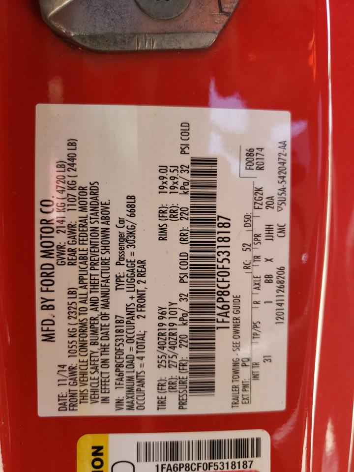 1FA6P8CF0F5318187 2015 Ford Mustang Gt