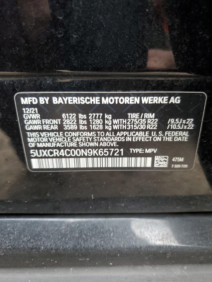 5UXCR4C00N9K65721 2022 BMW X5 Sdrive 40I