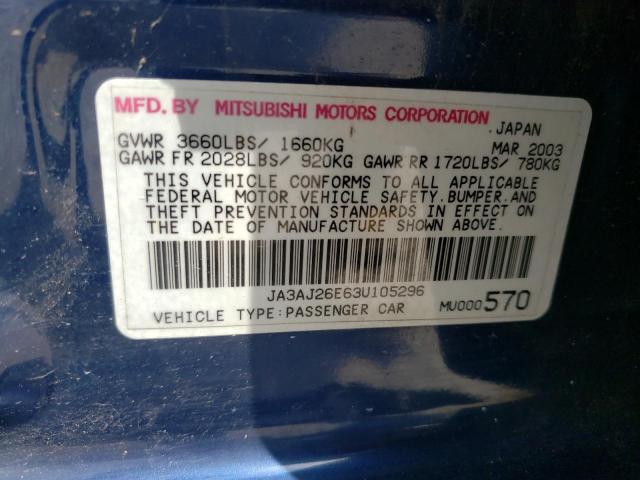 2003 Mitsubishi Lancer Es VIN: JA3AJ26E63U105296 Lot: 54952254